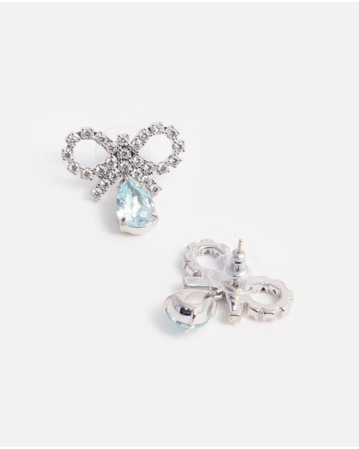 Self-Portrait White Micro Bow Droplet Earrings
