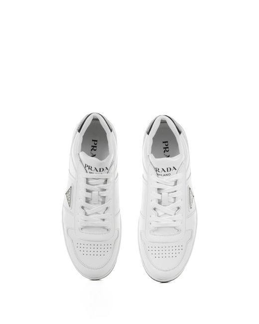 Prada White Downtown Sneakers In Leather for men