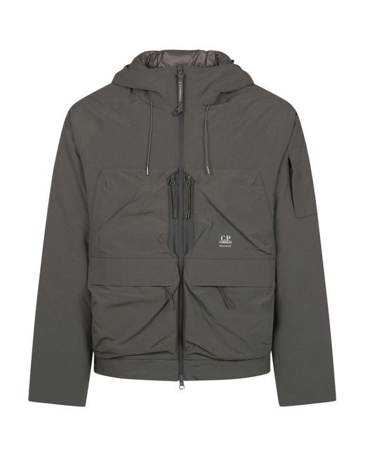 C P Company Gray Micro-m (r) Hooded Drawstring Jacket for men