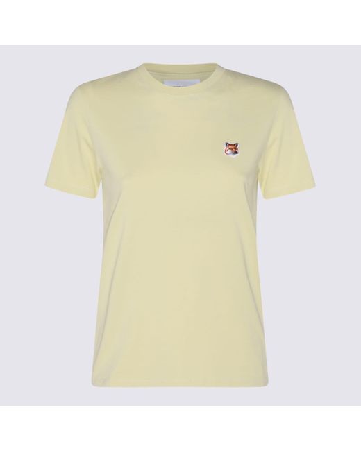 Maison Kitsuné Yellow Cotton Fox Head T-Shirt