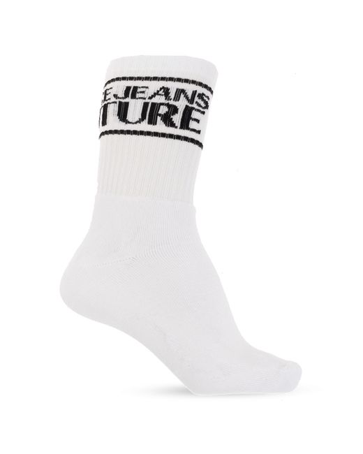 Versace White Socks With Logo for men