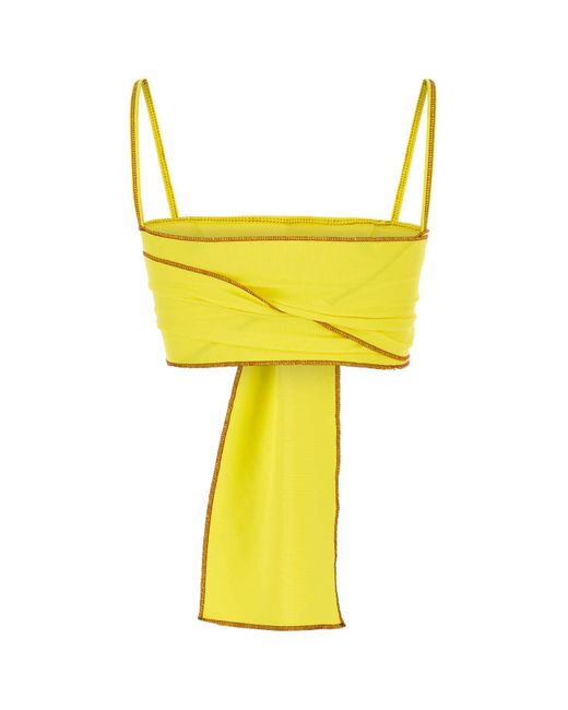 Baserange Yellow Fluo Stretch Cotton Top