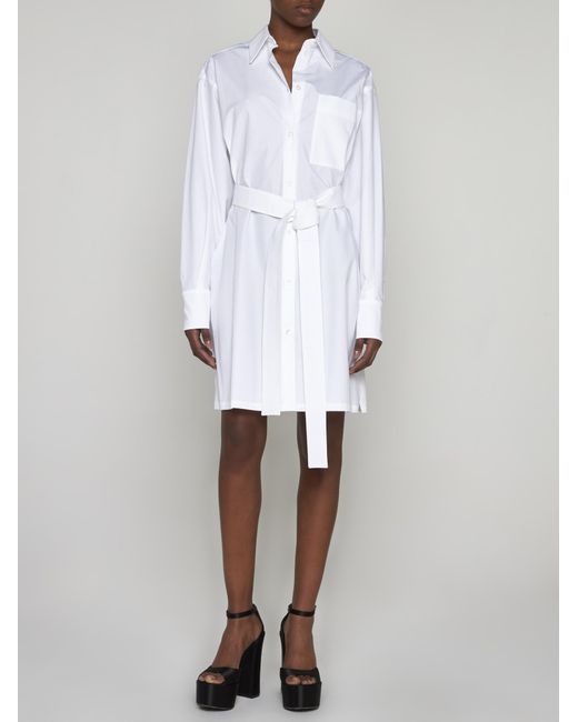 Sportmax White William Cotton-Blend Shirt Dress