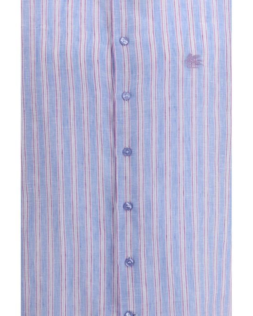 Etro Purple Striped Linen Shirt for men