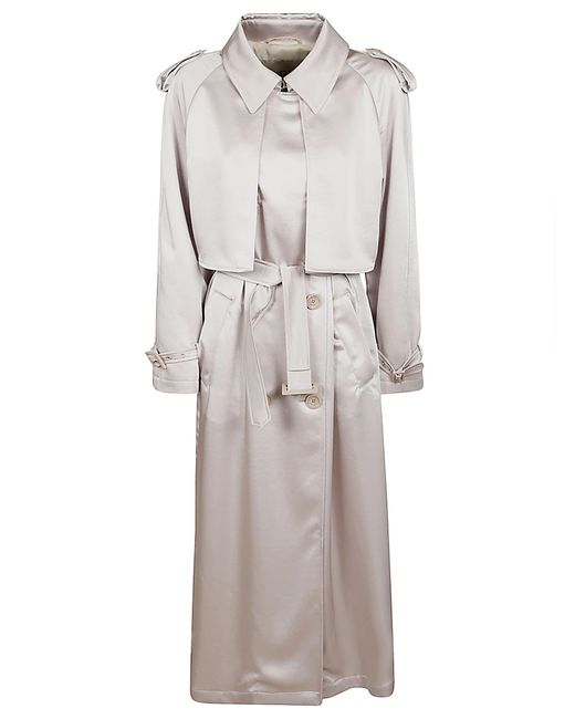 Herno Gray Rear Slit Double-Breasted Trench