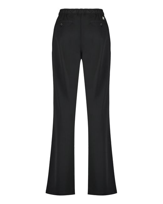 Palm Angels Black Wool Blend Trousers Elastane for men