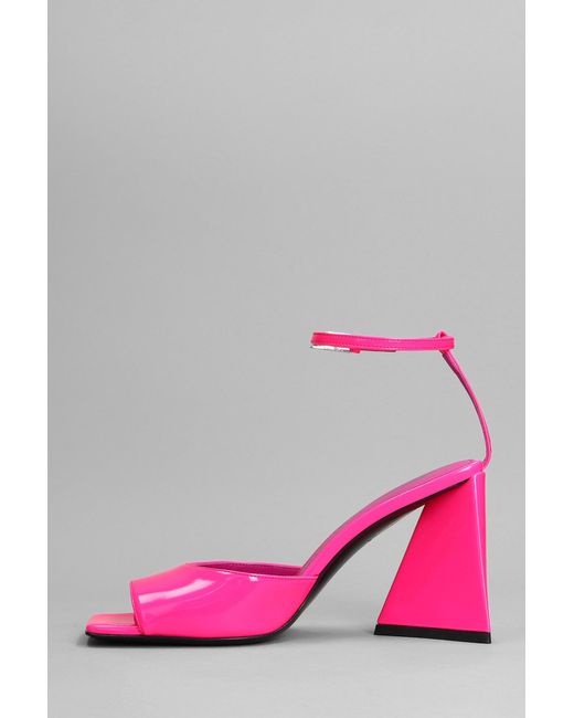 The Attico Pink Piper Sandals In Fuxia Leather
