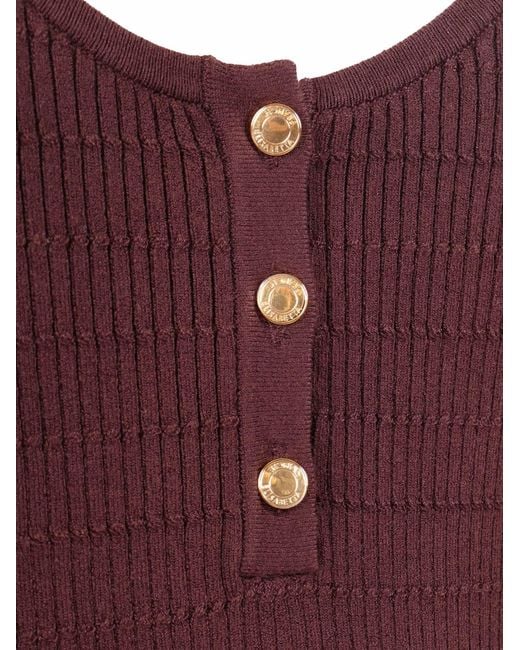 Elisabetta Franchi Purple Knitted Top Lyocell Polyamide Silk