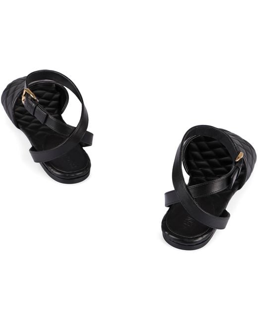 Bottega Veneta Black Amy Flat Sandals