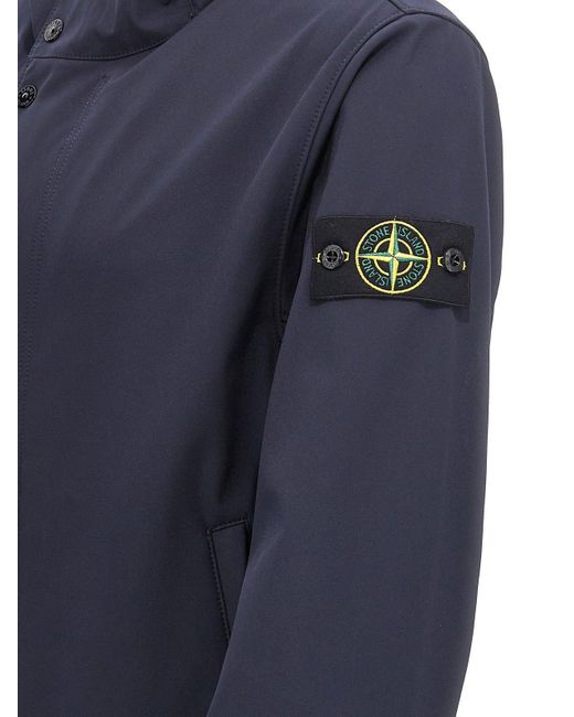 Stone Island Blue Logo Patch Hooded Jacket for men