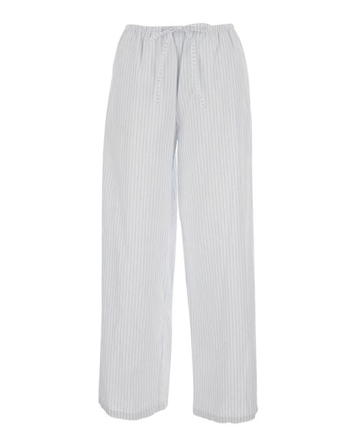 DUNST White Pajama String Pants With Stripes Cotton Trousers