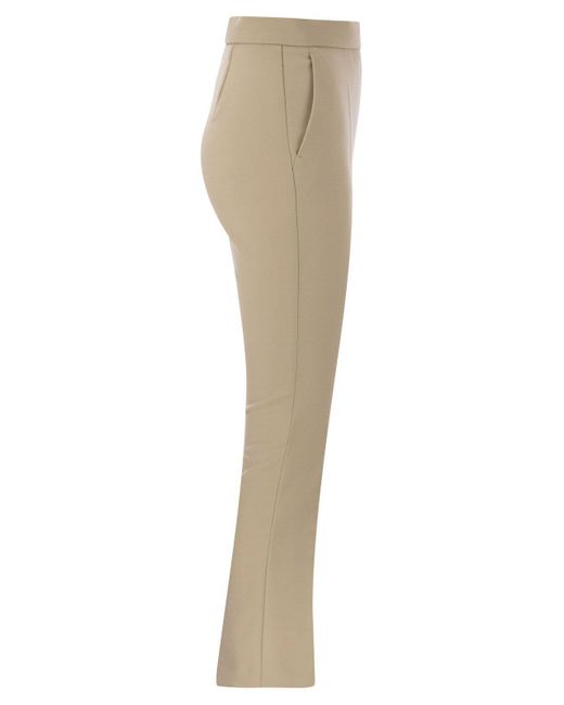 Max Mara Natural Nepeta Ankle Length Trousers In Wool Crepe