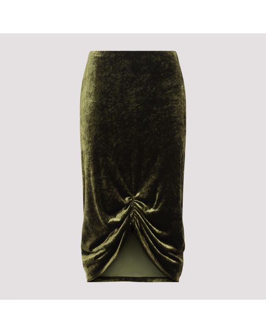 Valentino Green Gonna Viscosilk Silk Elastane Skirt