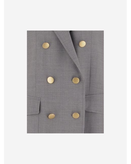 Tagliatore Gray Sleeveless Double-Breasted Coat Virgin Wool