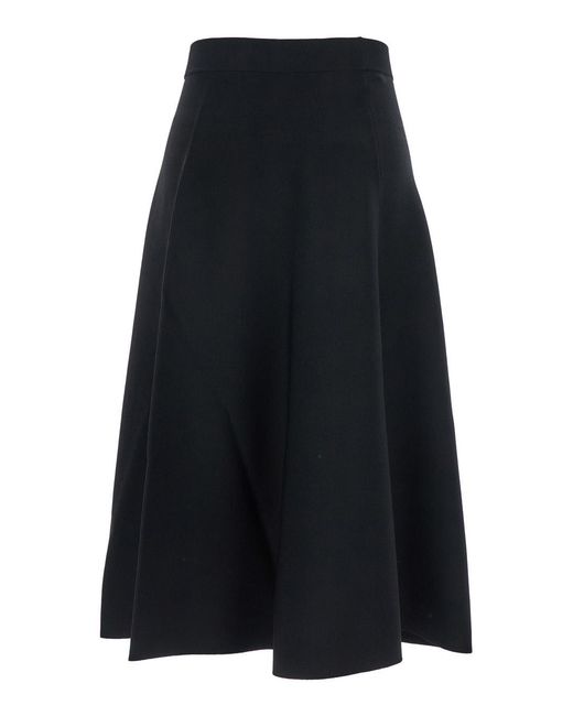 Max Mara Blue Midi Skirt With Elastic High Waist Viscose