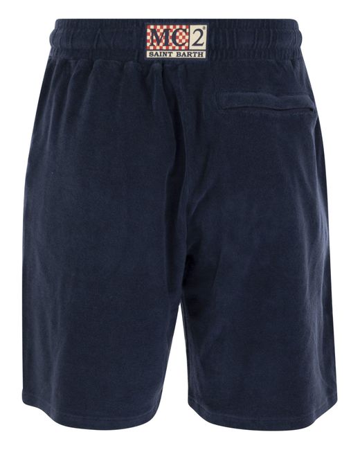 Mc2 Saint Barth Blue Sponge Bermuda Shorts for men