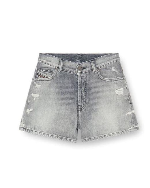 DIESEL Black Distressed Effect Denim Shorts