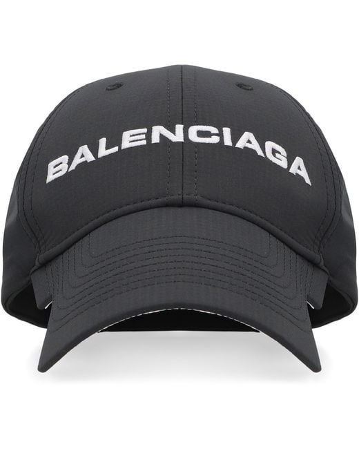 Balenciaga Black Logo Baseball Cap Polyester Hat for men
