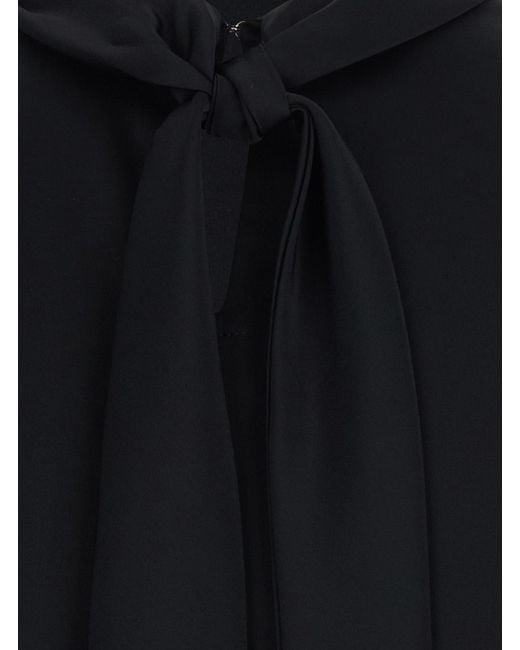 Le Plain Black Blouse High-Neck Satin Blouses