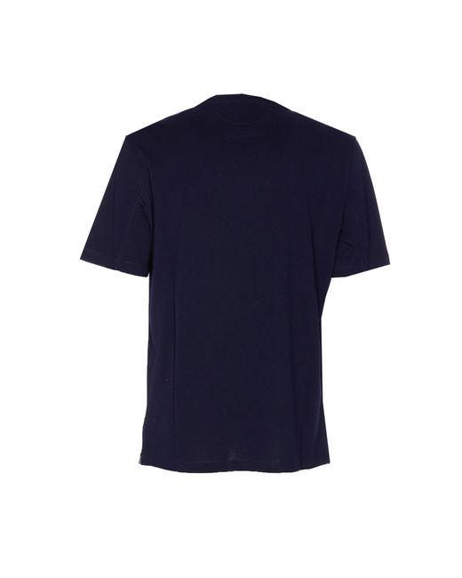 Brunello Cucinelli Blue Anamnesis Print Logo T-Shirt for men