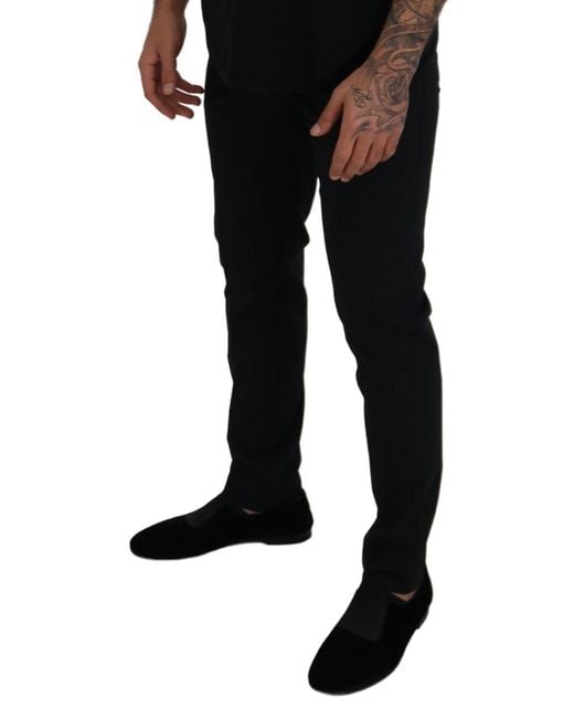 Dolce & Gabbana Black Elegant Wool-Blend Trousers for men