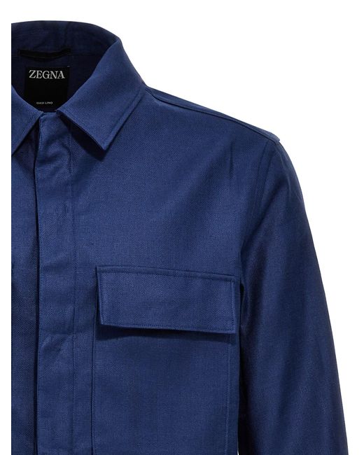 Zegna Blue Linen Jacket for men