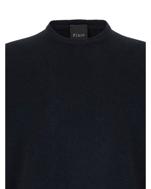 Le Plain Blue Dark Crewneck Sweater for men