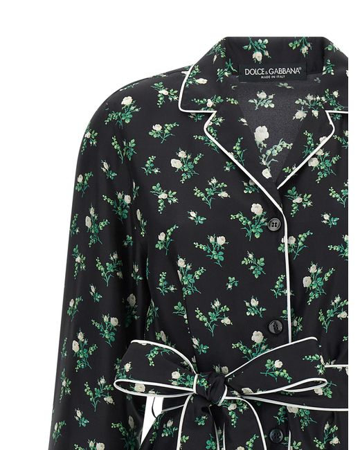 Dolce & Gabbana Black Dolce & Gabbana Roselline And Lily Of The Lilies Of The Flowers Printed Shirt