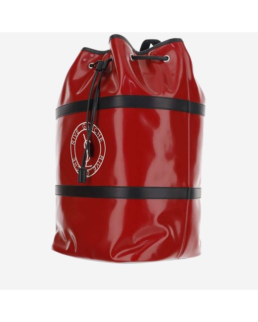 Saint Laurent Red Rive Gauche Canvas Shoulder Bag Polyurethane Backpacks for men