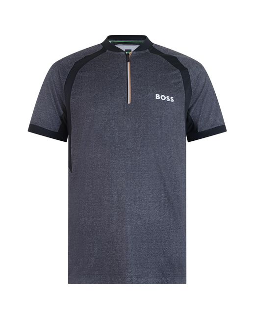 Boss Blue Polo Shirt Technical Short Sleeve Polyester for men