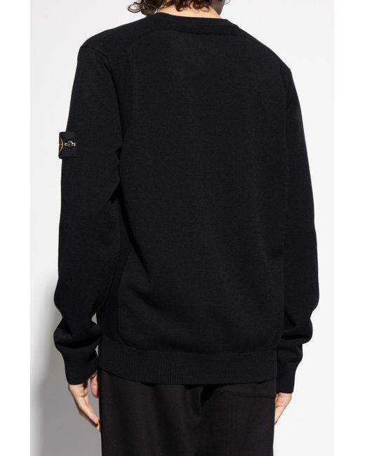 Stone Island Black Wool Sweater for men