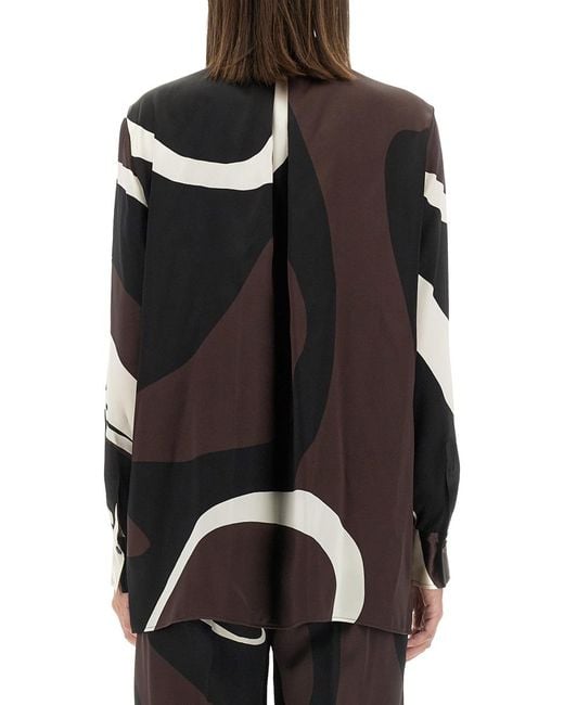 Kiton Black Printed Shirt Silk