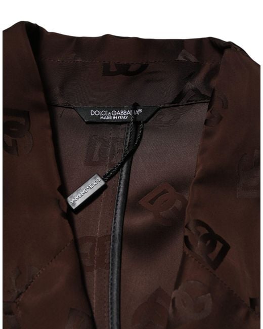 Dolce & Gabbana Brown Logo Print Doublebreasted Blazer for men
