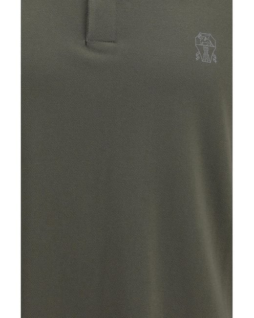 Brunello Cucinelli Green Cotton Polo Shirts for men