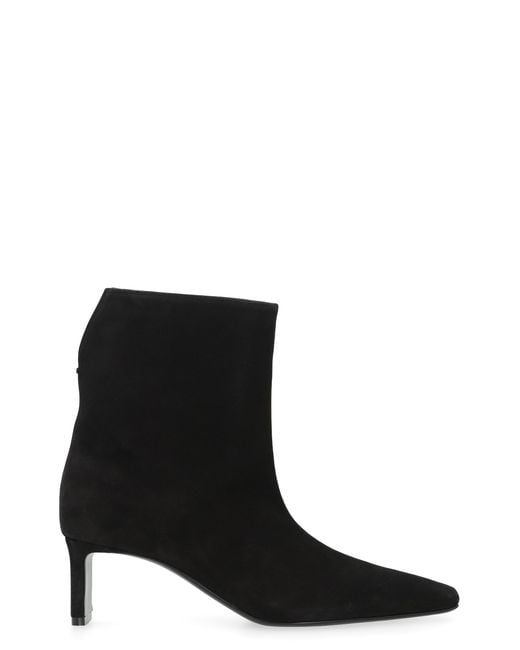 Khaite Black Ankle Boots Ona Suede Calf Leather