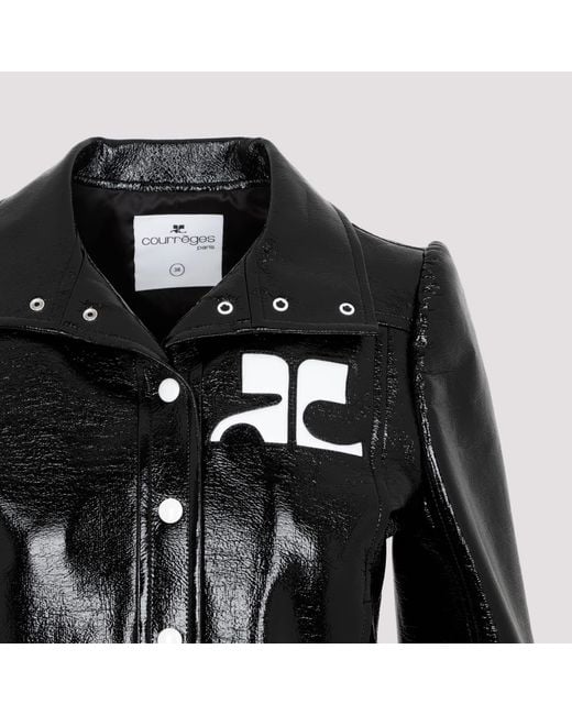 Courreges Black Vinyl Jacket With Logo