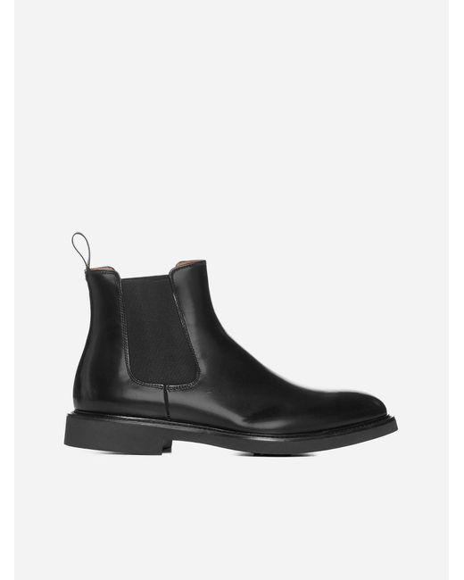 Doucal's Black Leather Chelsea Boots for men