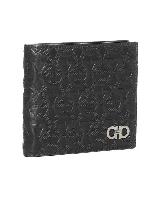 Ferragamo Gray Gancini Motif Leather Bifold Wallet for men