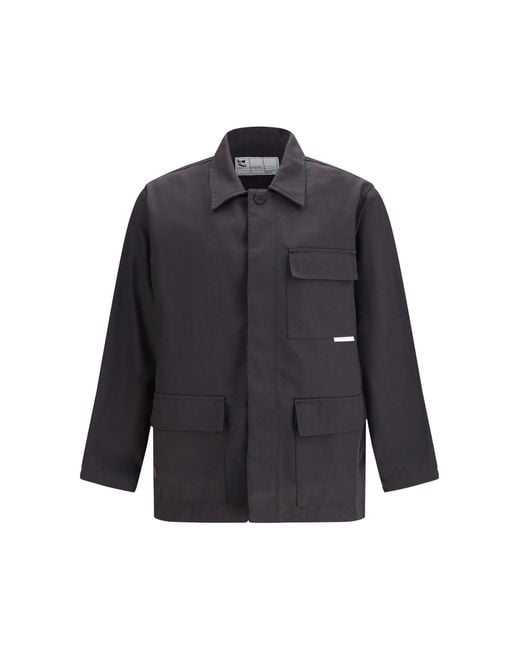 GR10K Blue Jacket With A Classic Collar Cotton; Polyester for men