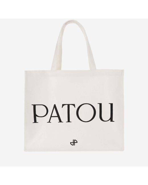Patou Black Large Cotton Canvas Tote Bag Organic Shoulder