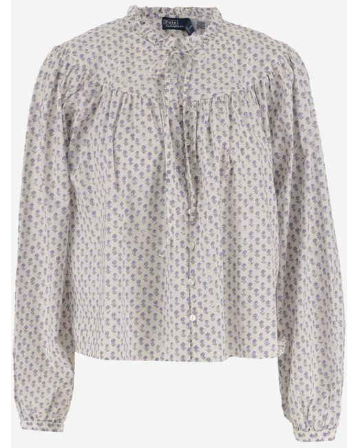 Ralph Lauren Gray Cotton Shirt With Floral Pattern