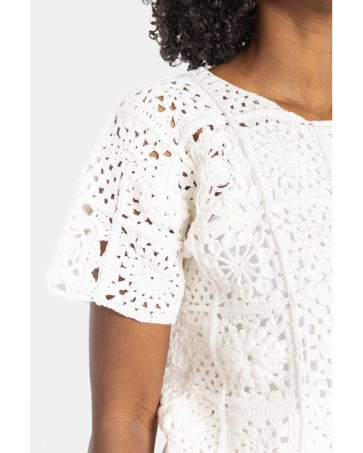 Comme des Garçons White Crochet Knit Top