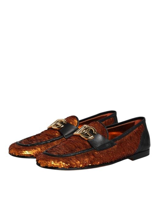 Dolce & Gabbana Sequin Loafers in Brown for Men | Lyst display picture 1