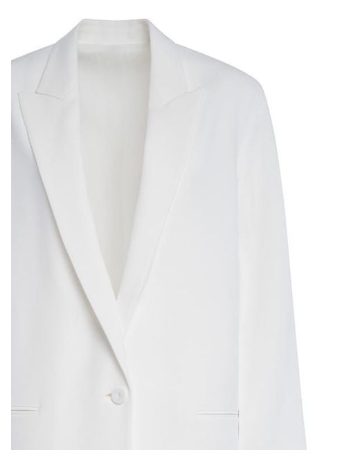 Alberta Ferretti White Viscose Blend Stretch Cady Suit With Blazer With Long Slits