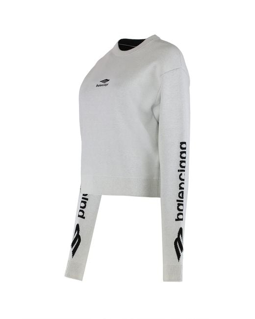 Balenciaga Gray Crew Neck Wool Double Face Sweater
