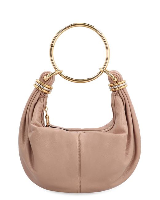 Chloé Pink Leather Hobo Bag With Top Handle Calf Shoulder