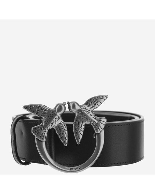 Pinko Black Leather Belt With Logo