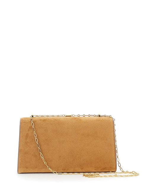SAVETTE Natural Crossbody Bag Chain Symmetry Suede Shoulder