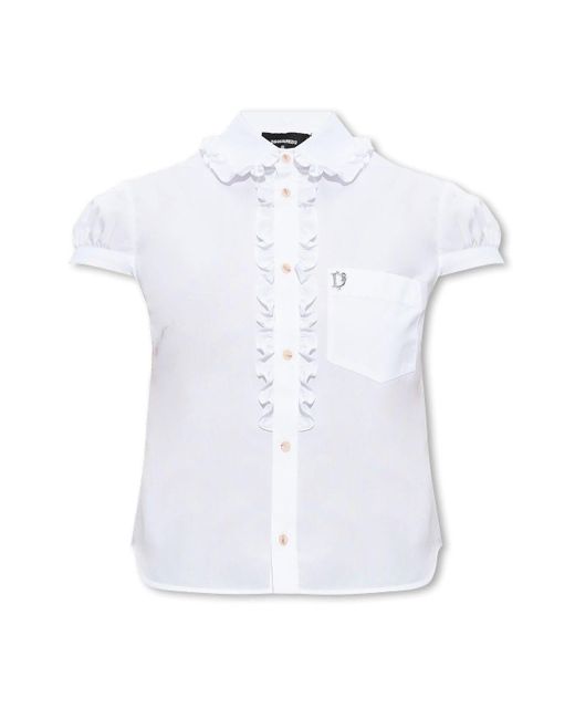 DSquared² White Shirt With Logo Plaque