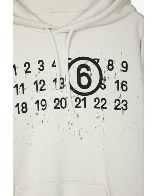 MM6 by Maison Martin Margiela Felpa Off White Distressed Cotton Hoodie With  Logo for Men | Lyst UK